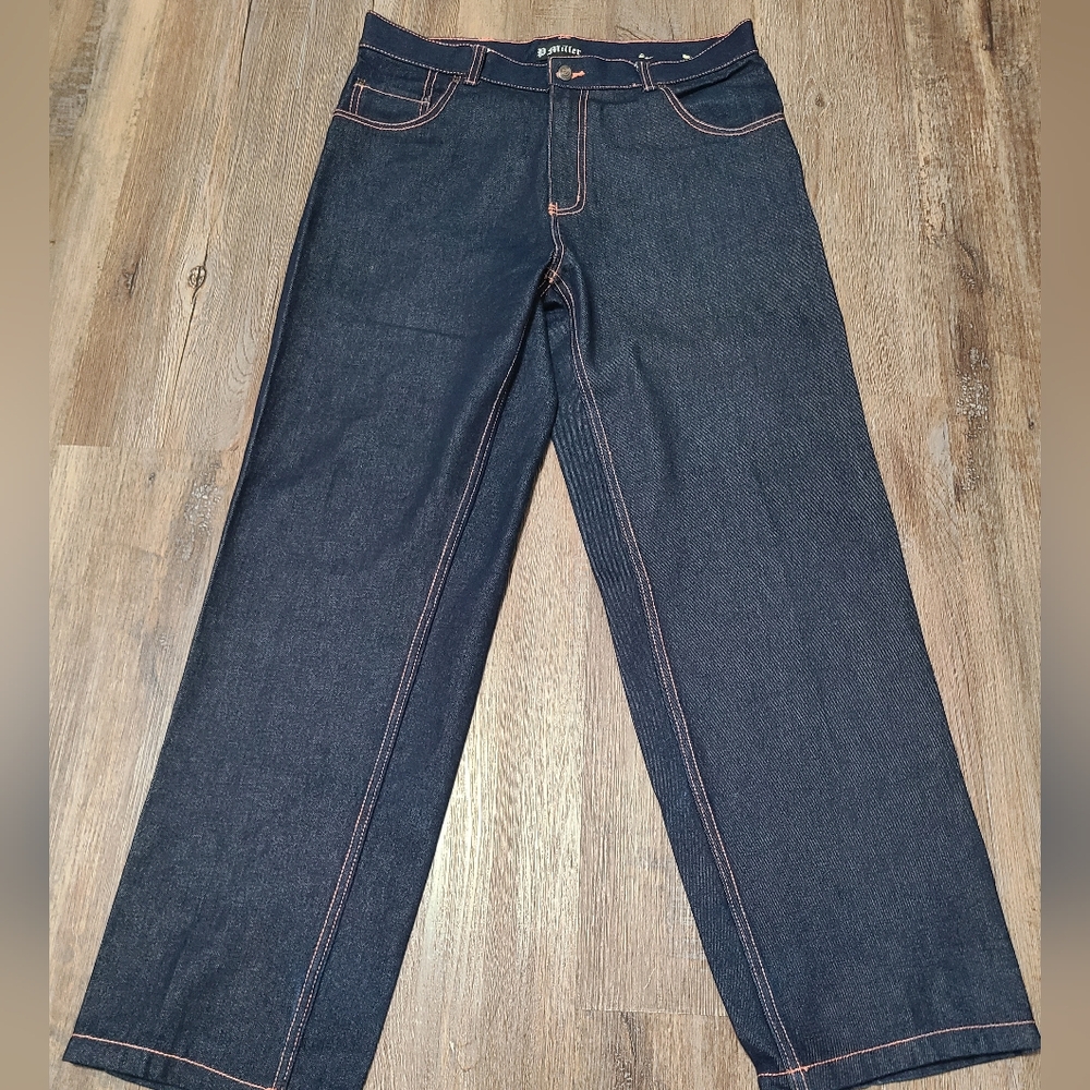 Vintage Y2K P Miller Denim Atelier Mens Dark  Jeans 34x32 Pink Stitching/Eagle